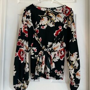 Chic Long Sleeve Floral Blouse